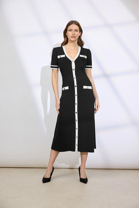 Women's Knitted Dresses STAR Black Contrast Knitted Dress