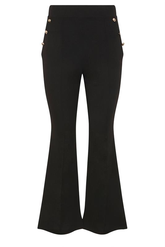 STAR Black Button Detail Flared Trousers