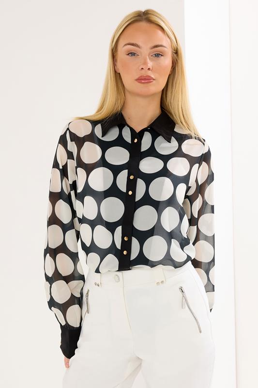 Women's Evening Tops STAR Black Polka Dot Print Shirt