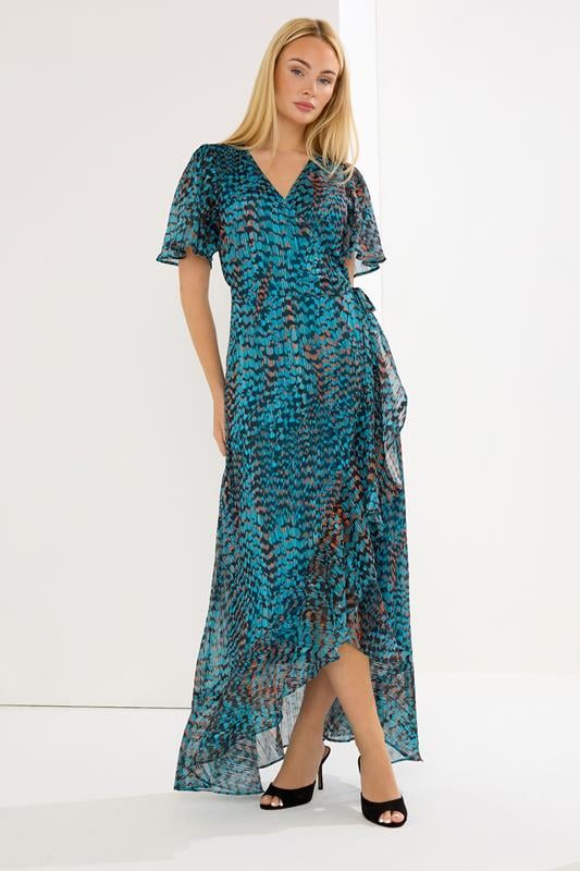 Women's Maxi Dresses STAR Blue Printed Wrap Dress