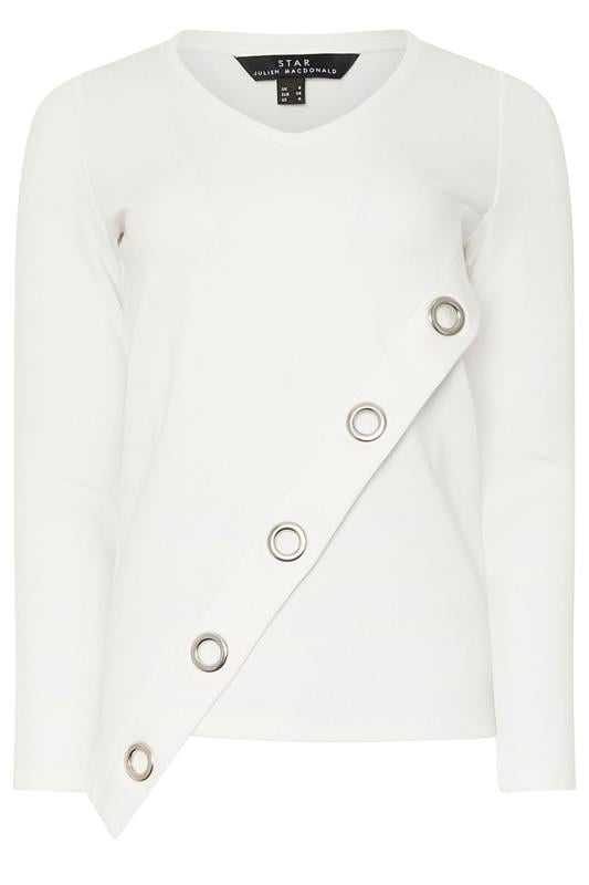 STAR Ivory White Asymmetric Eyelet Detail Top | StarByJM 5