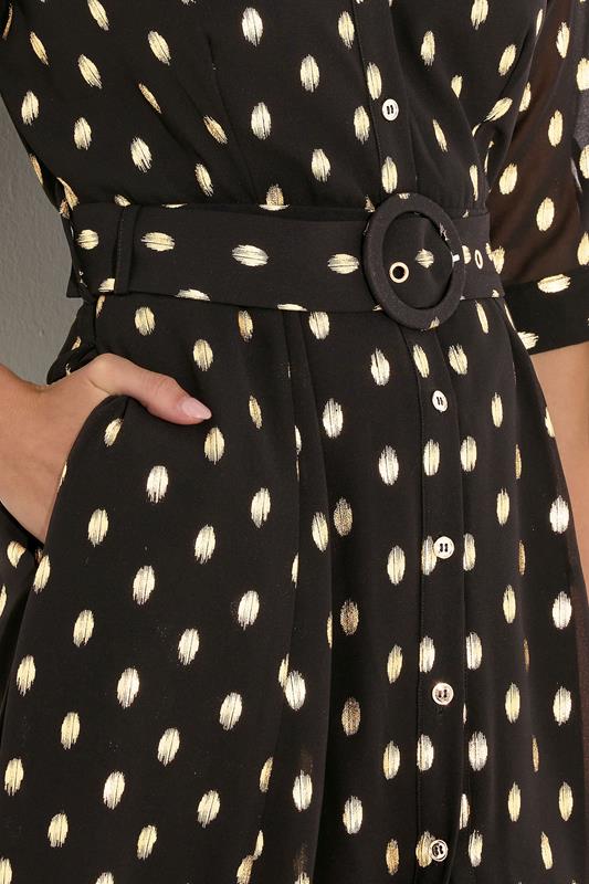 STAR Black Spot Print Belted Shirt Dress 5