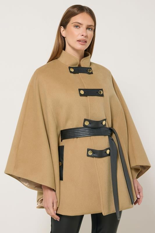 STAR Natural Brown Button Through Cape Coat | StarByJM 2