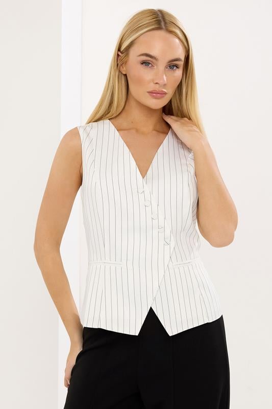Women's Work Tops STAR White Pinstripe Waistcoat