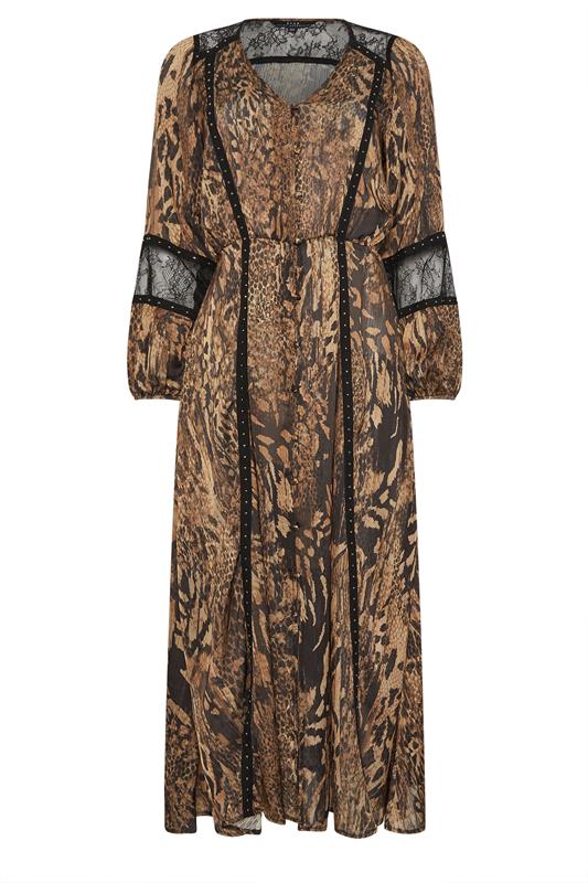 STAR Brown Animal Button Through Midi Dress | StarByJM 6