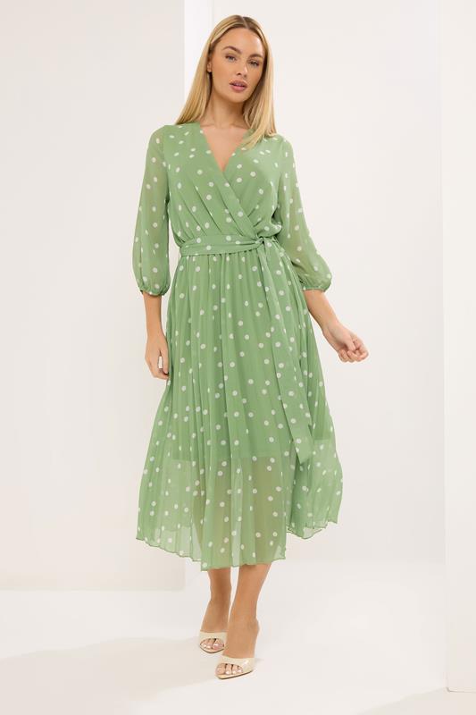 STAR Green Polka Dot Pleated Dress | StarByJM 1