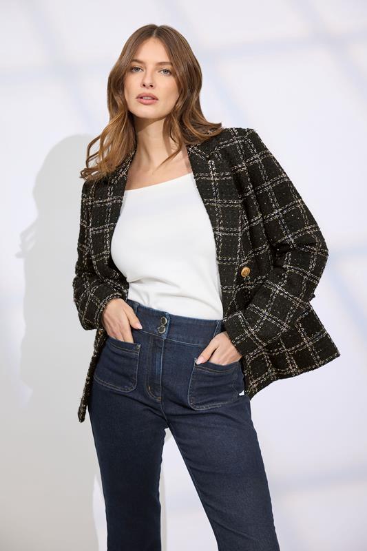STAR Black Check Boucle Blazer