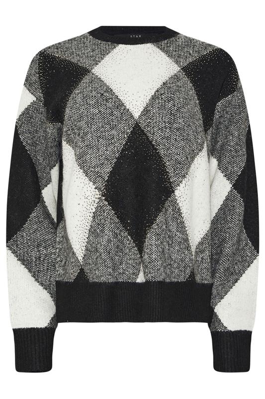 STAR Black Argyle Knitted Jumper | StarByJM 5