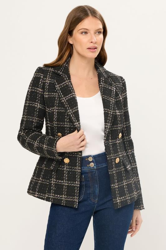 Women's Blazers STAR Black Check Boucle Blazer