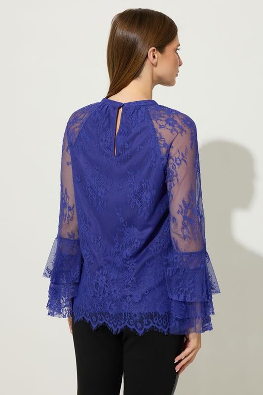 STAR Blue Lace Frill Sleeve Blouse | StarByJM 3