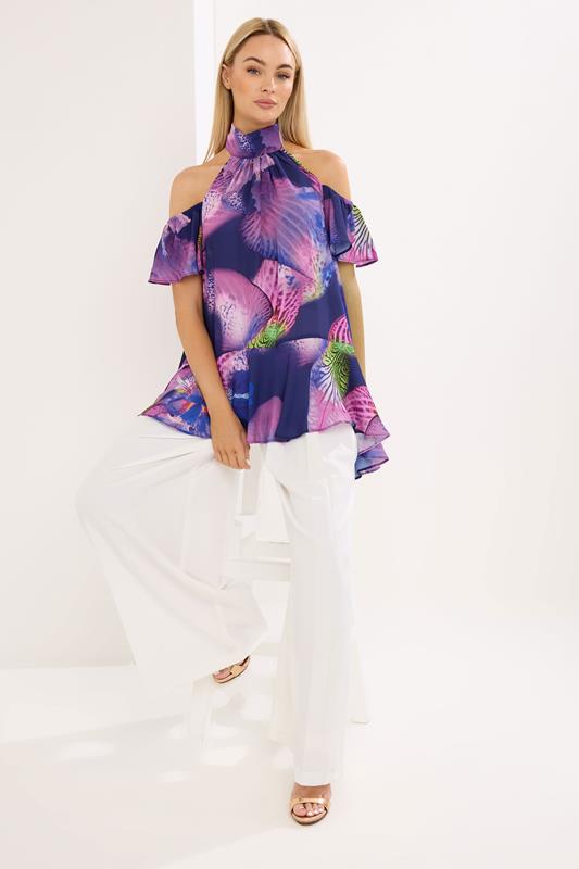 STAR Purple Floral Cold Shoulder Top | StarByJM 1