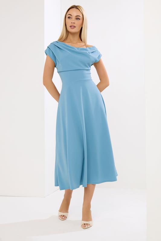 Women's Maxi Dresses STAR Blue Off Shoulder Fit and Flare Dress