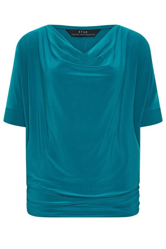 Women's Evening Tops STAR Teal Green Cowl Neck Top