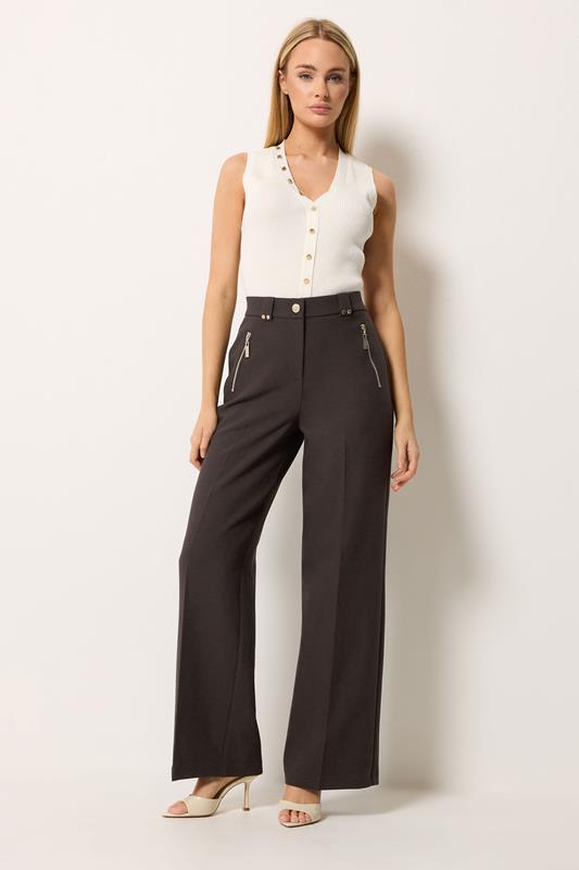 Women's Wide Leg Trousers STAR Chocolate Brown Tailored Wide Leg Trousers