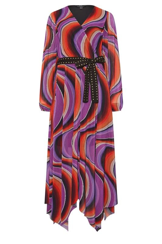 STAR Purple Abstract Mesh Pleated Maxi Dress