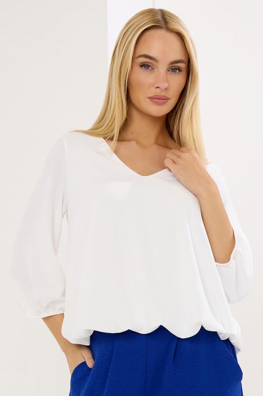 Women's Evening Tops STAR White Bubble Hem Top