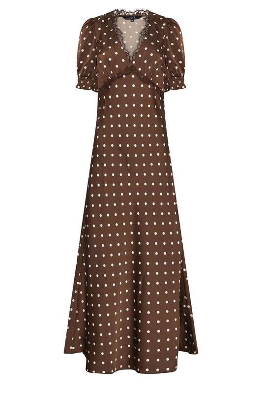 Women's Maxi Dresses STAR Chocolate Brown Polka Dot Maxi Dress
