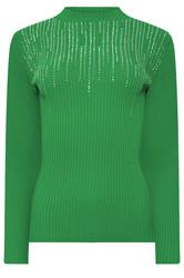 STAR Green Embellished Neckline Jumper