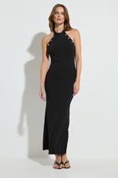STAR Black Knitted Halter Neck Button Dress | StarByJM 7