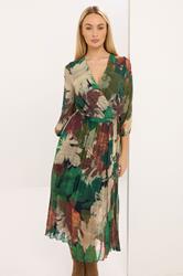 STAR Green Abstract Pleated Dress | StarByJM 1