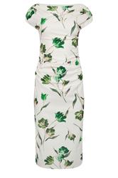 STAR White Floral Draped Midi Dress | StarByJM 1
