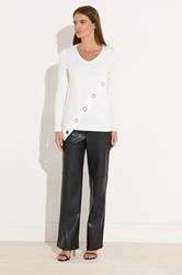 STAR Ivory White Asymmetric Eyelet Detail Top | StarByJM 2