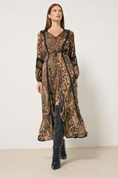 STAR Brown Animal Button Through Midi Dress | StarByJM 2