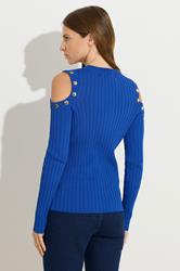 STAR Blue Button Detail Cold Shoulder Jumper | StarByJM 6