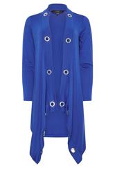 STAR Blue Eyelet Detail Waterfall Cardigan