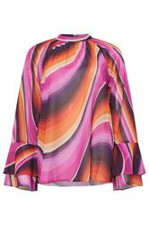 STAR Pink Abstract Flare Sleeve Blouse | StarByJM 7