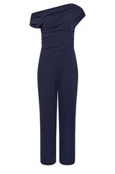 STAR Navy Blue Wide Leg Draped Jumpsuit | StarBYJM 5