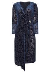 STAR Navy Blue Velvet Leopard Wrap Dress | StarByJM 6