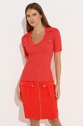 STAR Coral Orange Knitted Pocket Collar Top | StarByJM 2