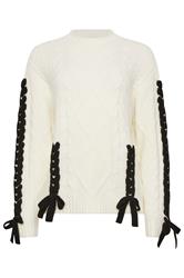 STAR Ivory White Contrast Trim Cable Knit Jumper | StarByJM 1