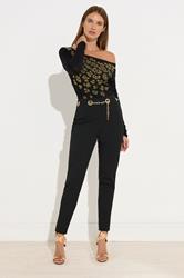 STAR Black Eyelet Chain Waist Trousers | StarByJM 2