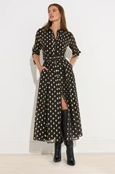 STAR Black Spot Print Belted Shirt Dress 1
