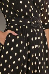 STAR Black Spot Print Belted Shirt Dress 5