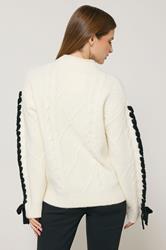 STAR Ivory White Contrast Trim Cable Knit Jumper | StarByJM 3