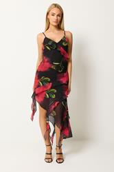 STAR Black Floral Ruffle Midi Dress | StarByJM 1