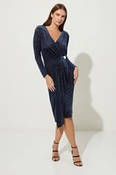 STAR Navy Blue Velvet Leopard Wrap Dress | StarByJM 3