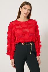 STAR Red Jacquard Spot Blouse | StarByJM 1