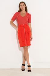STAR Coral Orange Knitted Pocket Collar Top | StarByJM 3