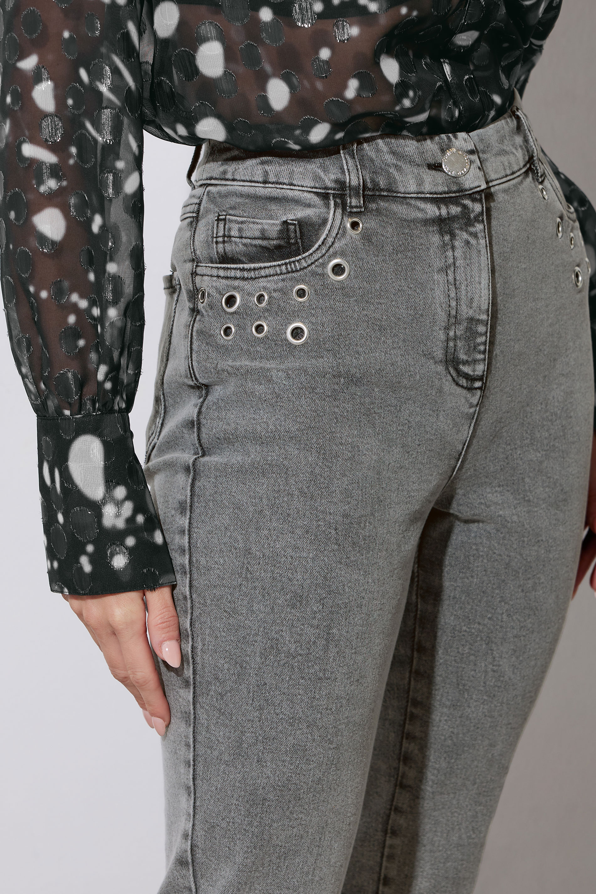 STAR Grey Eyelet Stud Boyfriend Jeans | StarByJM 4