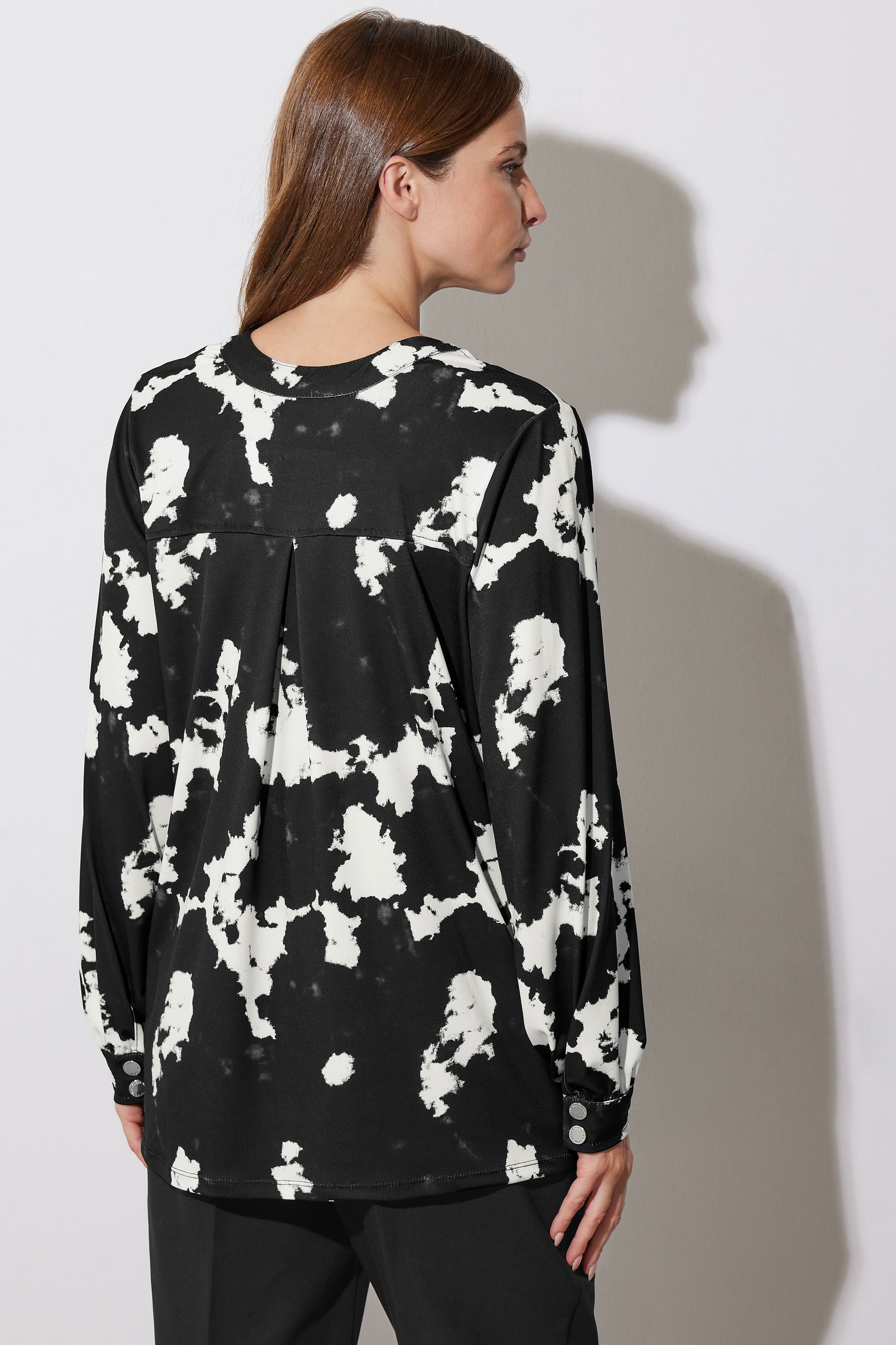 STAR Black Abstract Print Military Button Shirt | StarByJM 3