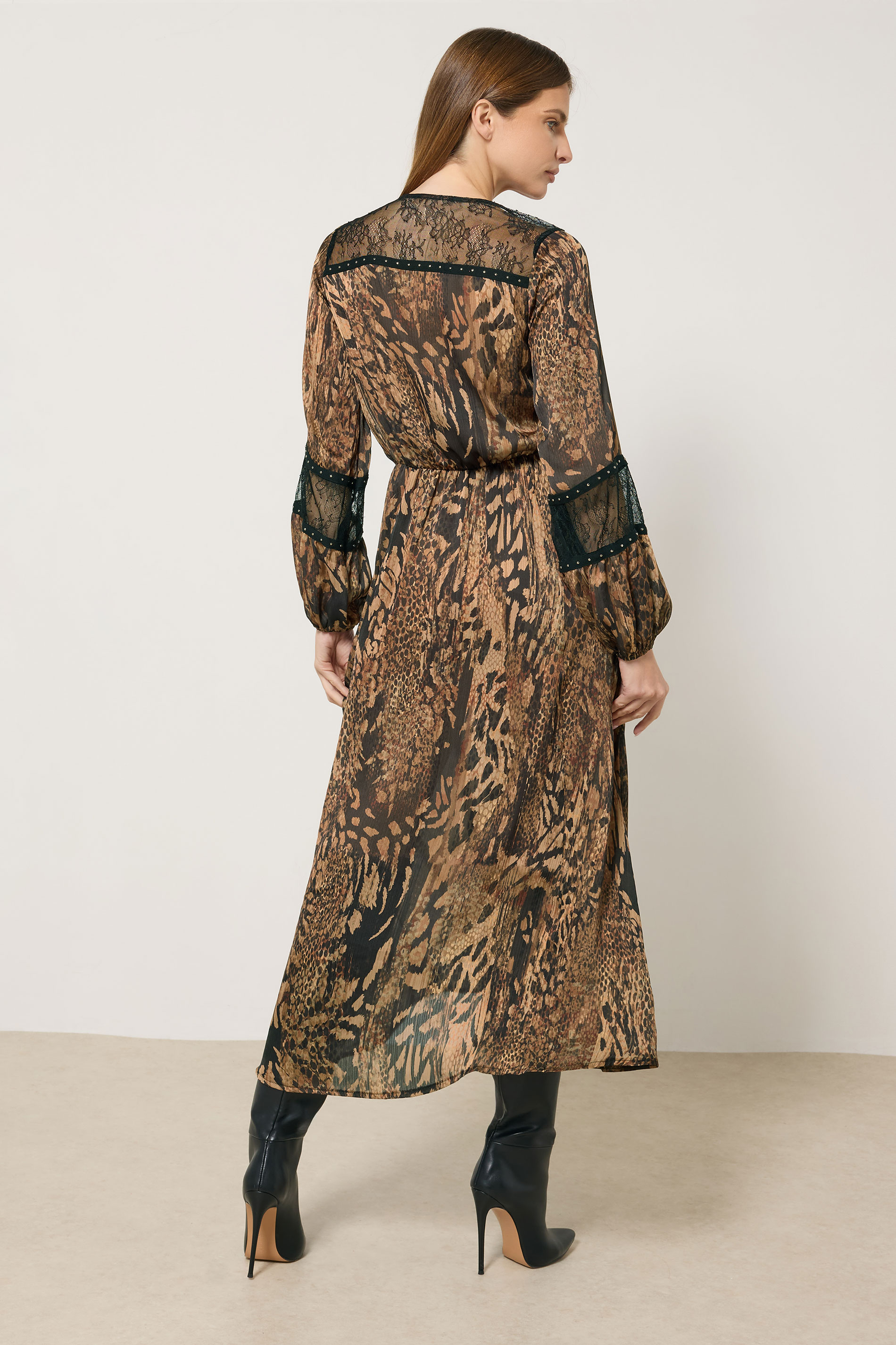 STAR Brown Animal Button Through Midi Dress | StarByJM 3