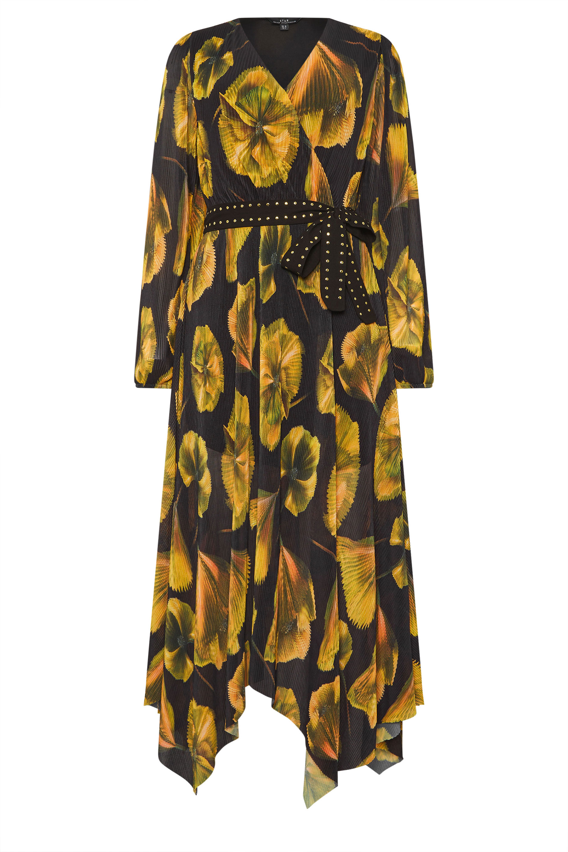 STAR Black Floral Mesh Pleated Maxi Dress | StarByJM 6