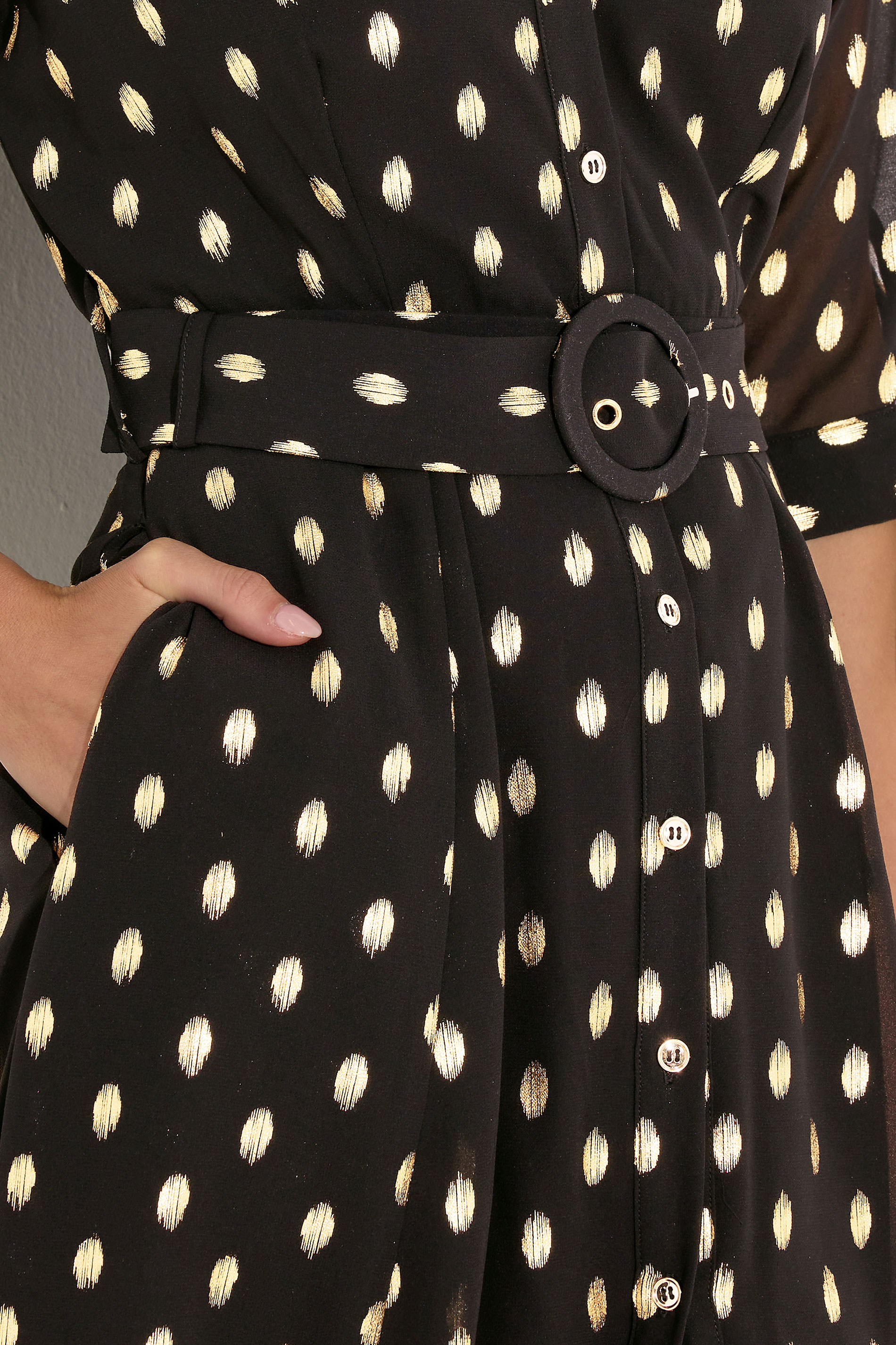 STAR Black Spot Print Belted Shirt Dress | StarByJM 6