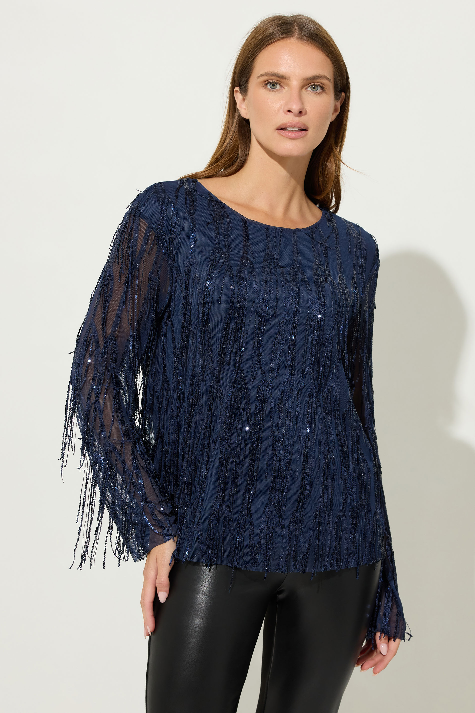 STAR Navy Blue Sequin Tassel Top | StarByJM 3