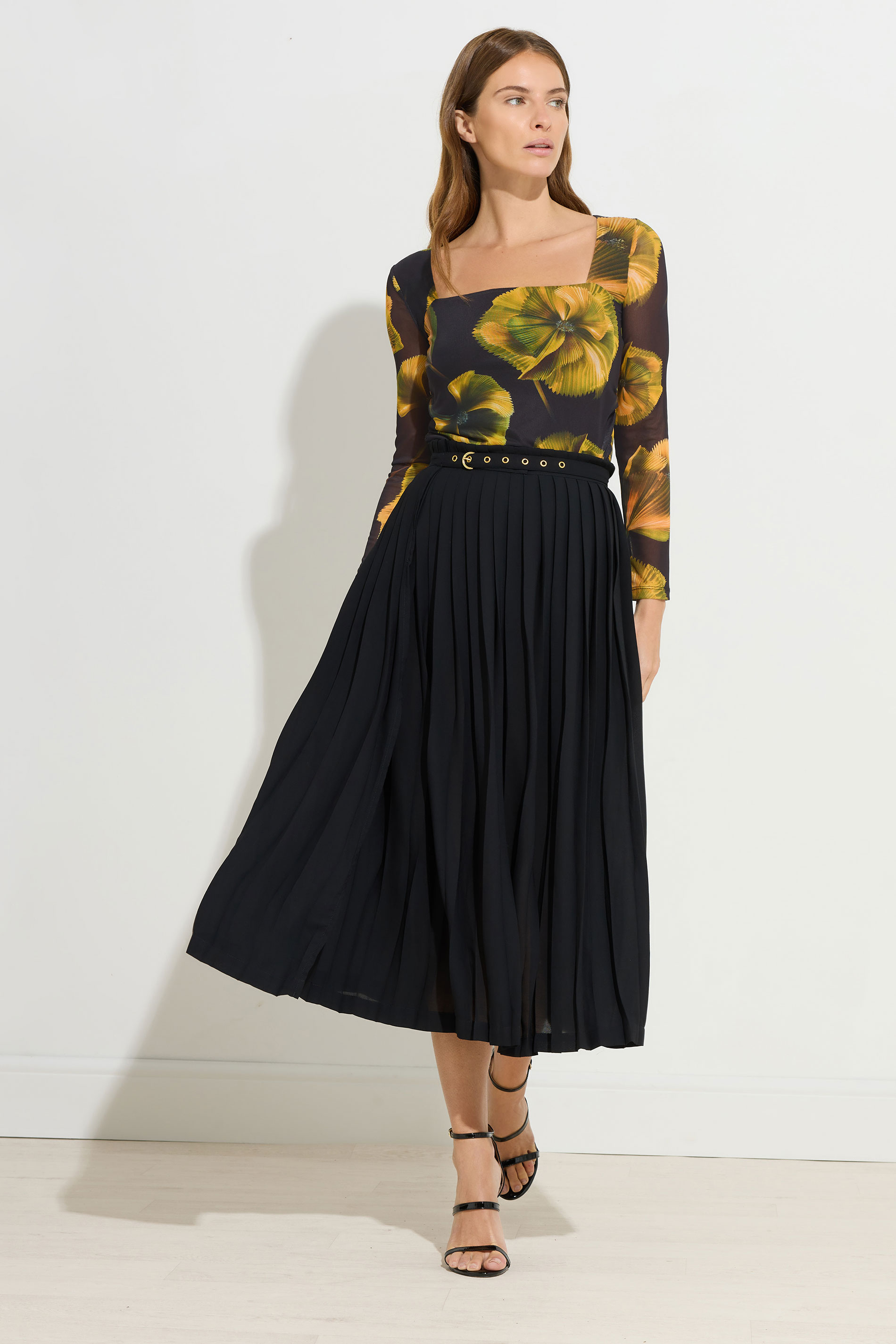 STAR Yellow Floral Square Neck Mesh Top | StarByJM 3