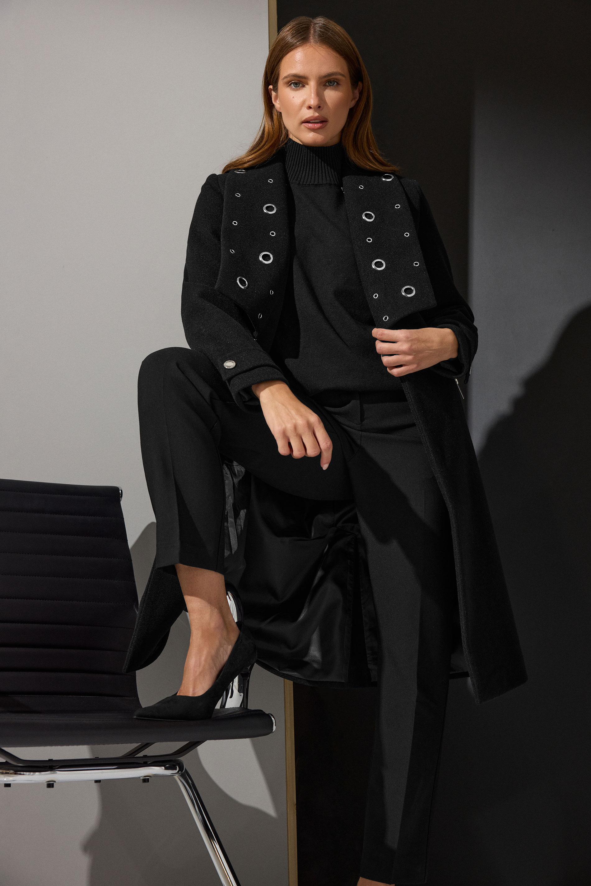 STAR Black Eyelet Collar Coat | StarByJM 2